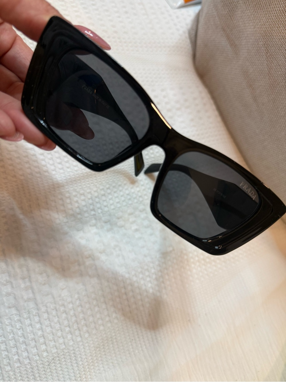 Prada Black Gloss Square Sunglasses for Men or women